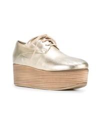 Женские золотые кожаные массивные оксфорды от Marsèll