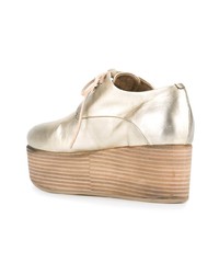 Женские золотые кожаные массивные оксфорды от Marsèll