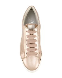 Женские золотые кожаные низкие кеды от AGL