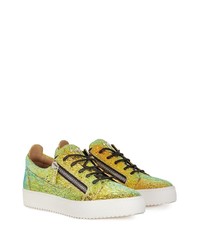 Мужские золотые кожаные низкие кеды от Giuseppe Zanotti