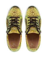 Мужские золотые кожаные низкие кеды от Giuseppe Zanotti