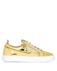 Мужские золотые кожаные низкие кеды от Giuseppe Zanotti