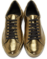 Мужские золотые кожаные низкие кеды от Jil Sander