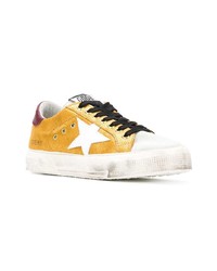 Женские золотые кожаные низкие кеды от Golden Goose Deluxe Brand