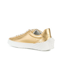 Мужские золотые кожаные низкие кеды от Versace Collection