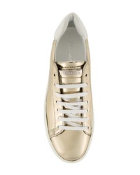 Женские золотые кожаные низкие кеды от Dsquared2