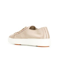 Женские золотые кожаные низкие кеды от Santoni
