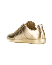Мужские золотые кожаные низкие кеды от Maison Margiela