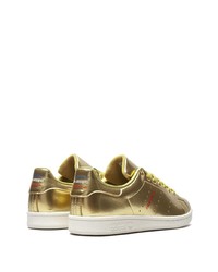 Мужские золотые кожаные низкие кеды от adidas