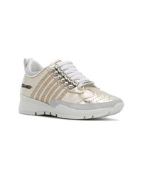 Женские золотые кожаные низкие кеды от Dsquared2