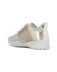 Женские золотые кожаные низкие кеды от Dsquared2