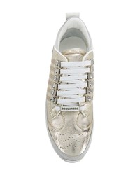 Женские золотые кожаные низкие кеды от Dsquared2