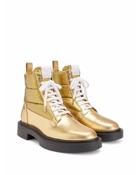 Мужские золотые кожаные повседневные ботинки от Giuseppe Zanotti