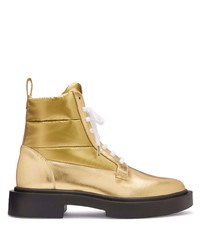 Мужские золотые кожаные повседневные ботинки от Giuseppe Zanotti