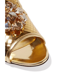 Золотые кожаные сабо с украшением от Dolce & Gabbana