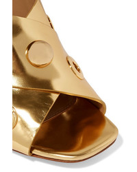 Золотые кожаные сабо с украшением от Michael Kors