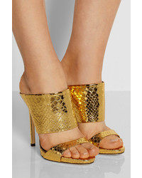 Золотые кожаные сабо от Giuseppe Zanotti