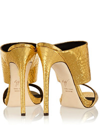 Золотые кожаные сабо от Giuseppe Zanotti