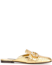 Золотые кожаные сабо от Dolce & Gabbana