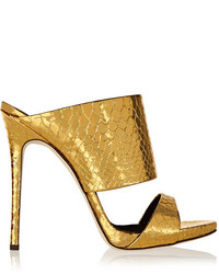 Золотые кожаные сабо от Giuseppe Zanotti
