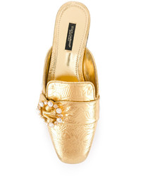 Золотые кожаные сабо от Dolce & Gabbana