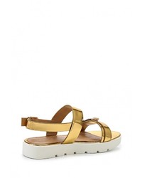 Золотые кожаные сандалии на плоской подошве от Aldo