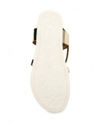 Золотые кожаные сандалии на плоской подошве от Bellamica