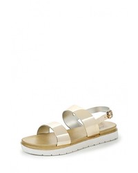 Золотые кожаные сандалии на плоской подошве от Bellamica