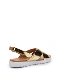 Золотые кожаные сандалии на плоской подошве от Call it SPRING