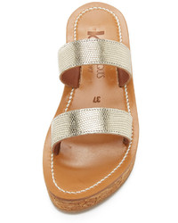 Золотые кожаные сандалии на плоской подошве от K. Jacques