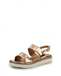 Золотые кожаные сандалии на плоской подошве от Coco Perla