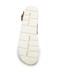 Золотые кожаные сандалии на плоской подошве от Coolway