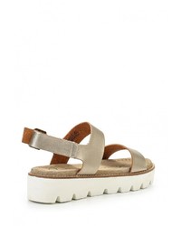 Золотые кожаные сандалии на плоской подошве от Coolway