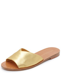 Золотые кожаные сандалии на плоской подошве от Diane von Furstenberg