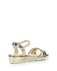 Золотые кожаные сандалии на плоской подошве от Encor