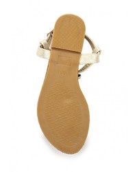 Золотые кожаные сандалии на плоской подошве от Exquily