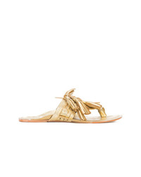 Золотые кожаные сандалии на плоской подошве от Figue