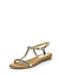 Золотые кожаные сандалии на плоской подошве от Fiori&amp;Spine