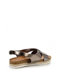 Золотые кожаные сандалии на плоской подошве от Ideal