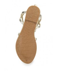 Золотые кожаные сандалии на плоской подошве от La Bottine Souriante