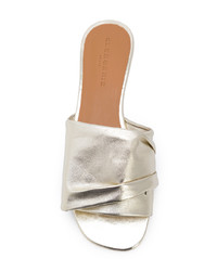 Золотые кожаные сандалии на плоской подошве от Clergerie