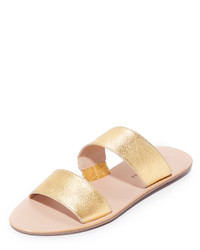 Золотые кожаные сандалии на плоской подошве от Loeffler Randall