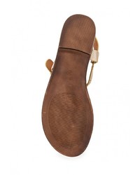 Золотые кожаные сандалии на плоской подошве от Malien