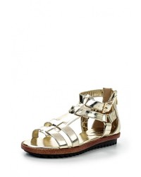 Золотые кожаные сандалии на плоской подошве от Mimoda