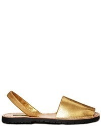 Золотые кожаные сандалии на плоской подошве от Park Lane