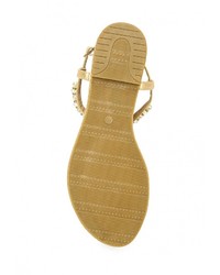 Золотые кожаные сандалии на плоской подошве от Piazza Italia