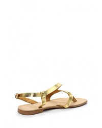 Золотые кожаные сандалии на плоской подошве от Piazza Italia