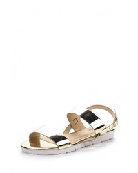 Золотые кожаные сандалии на плоской подошве от Renda