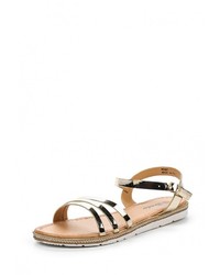 Золотые кожаные сандалии на плоской подошве от Renda