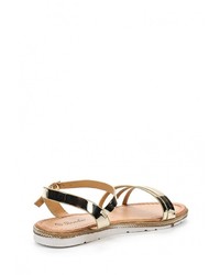 Золотые кожаные сандалии на плоской подошве от Renda